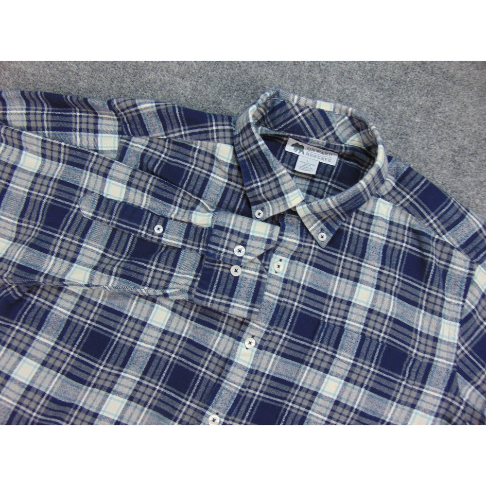Onward Reserve Flannel Shirt Mens Large Blue Plaid Button Down Preppy Classic